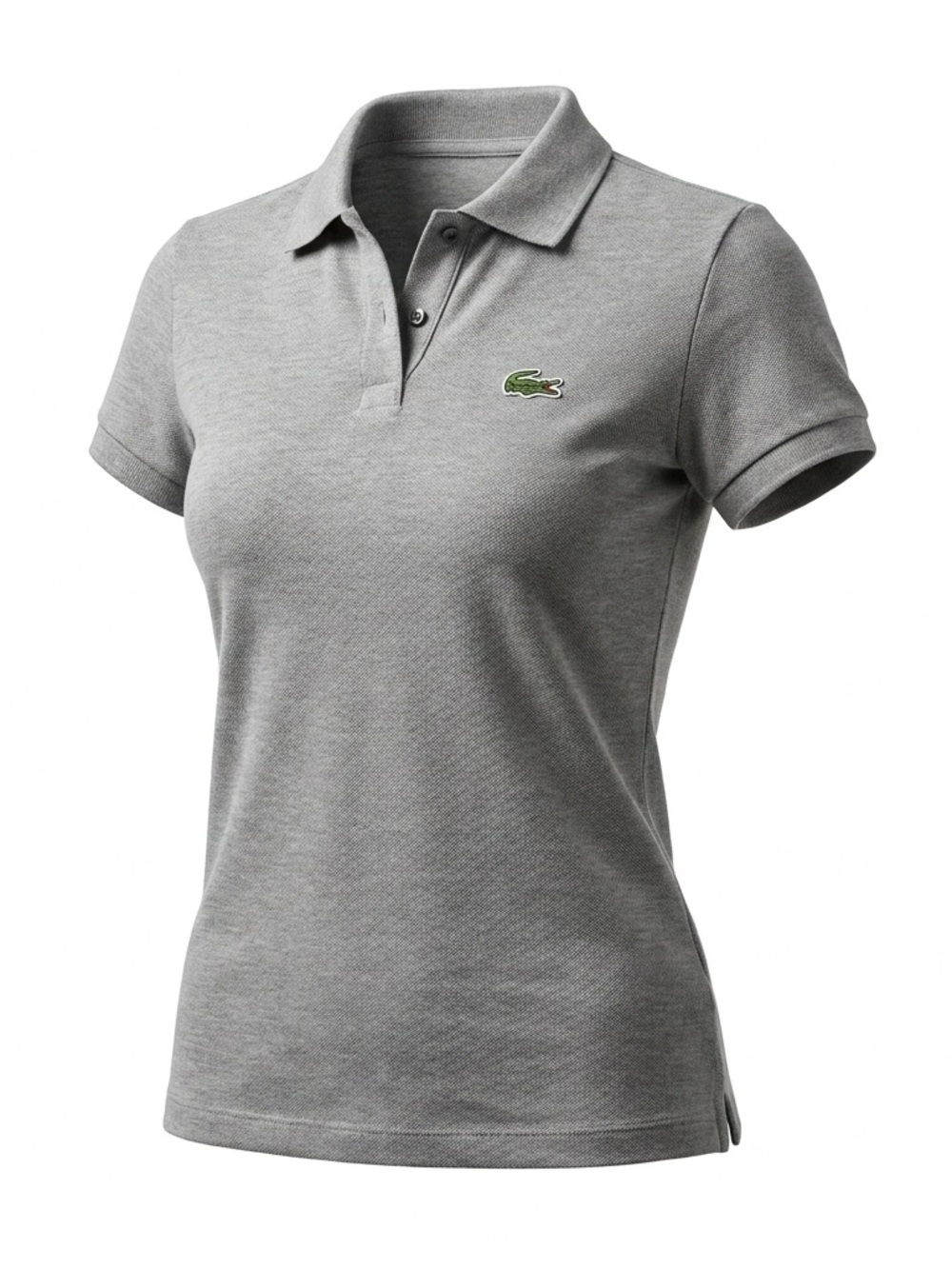 Lacoste Grey Pique Cotton Short Sleeve Polo Shirt Women’s Size 34 XS